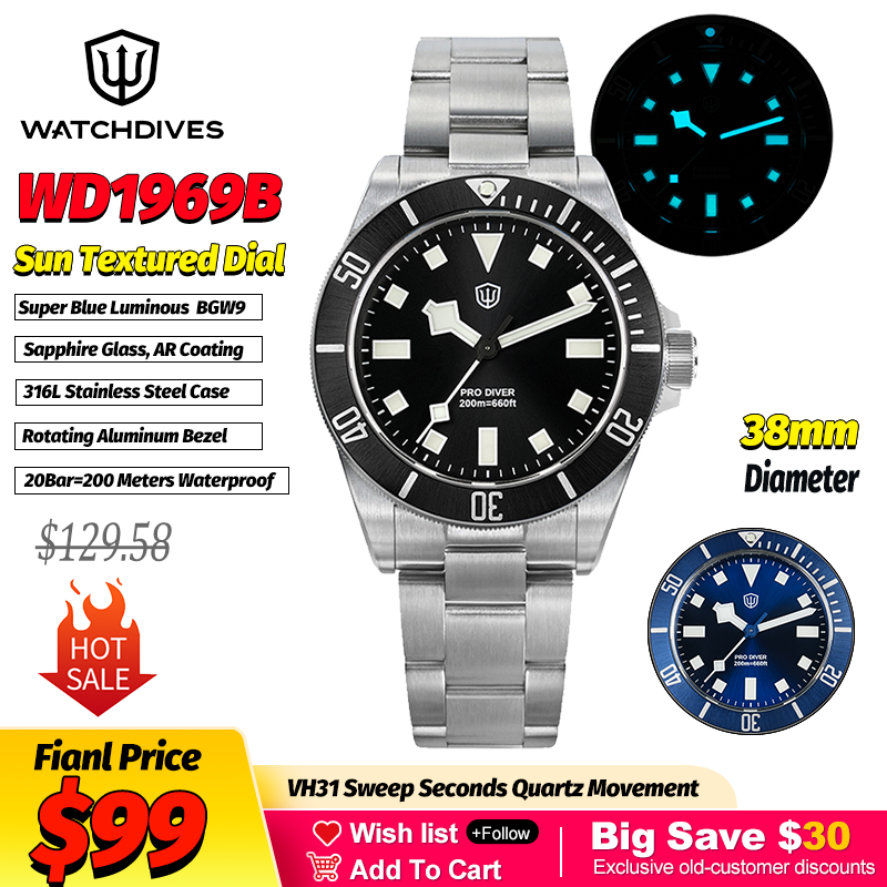 Smartwatch Luxury Watches - Watchdives WD1969 Zon Getextureerde Mode Quartz