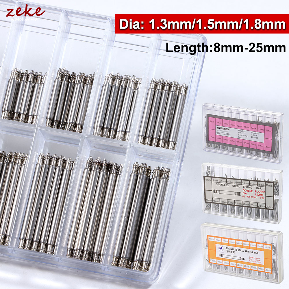 Spring Bar Tool - 1set Dia 1.3mm/1.5mm/1.8mm RVS Spring Bars