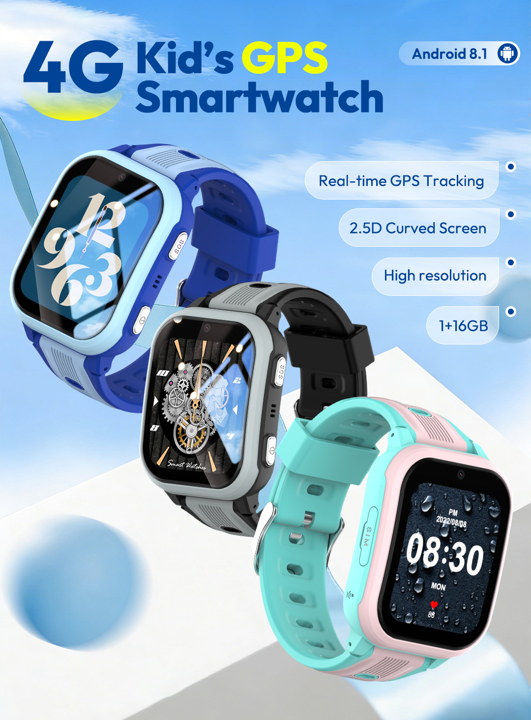 Smartwatch Watches Gift For Boys With Gps - KT41 Smartwatch - 4G Telefoon Kinderhorloge