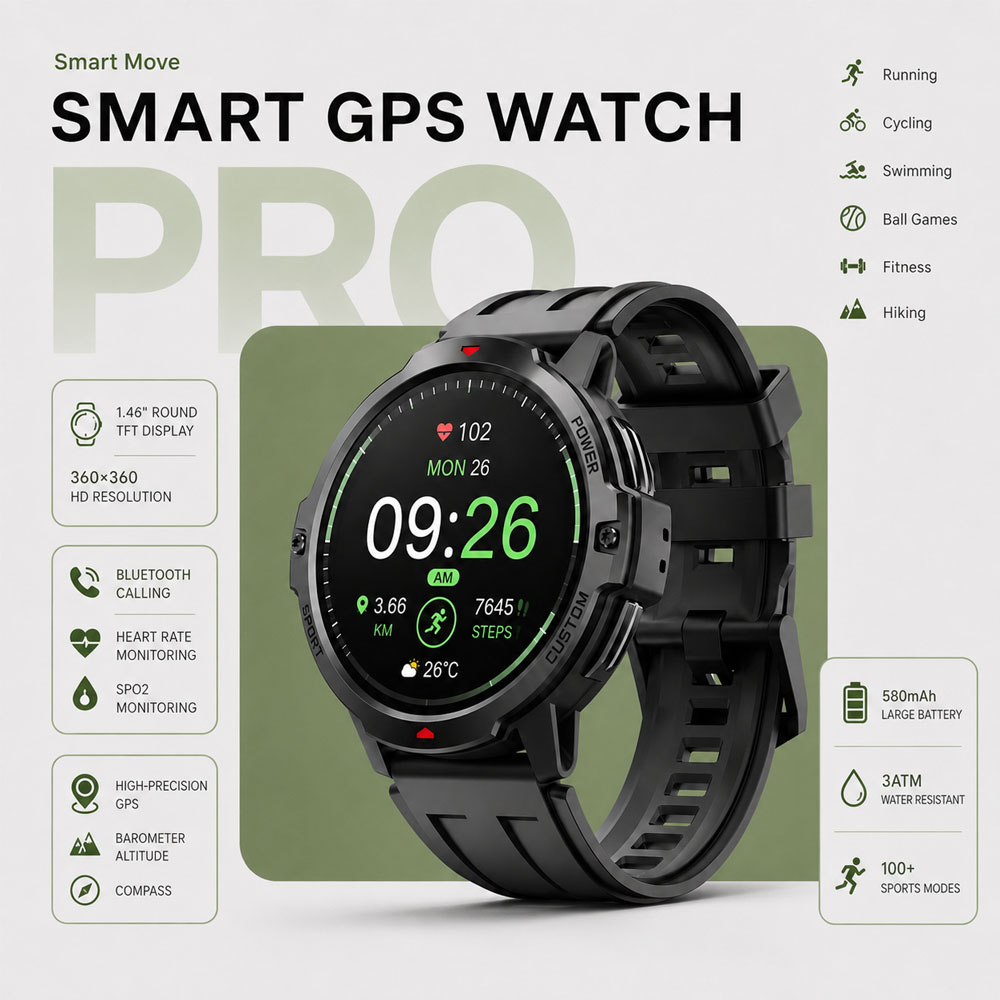 NIEUWE 1.46 Inch Militaire GPS - Smartwatch Timex Watches For Men recensie en prijs